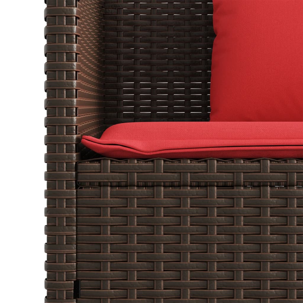 Patio Bench with Cushions Brown Poly Rattan