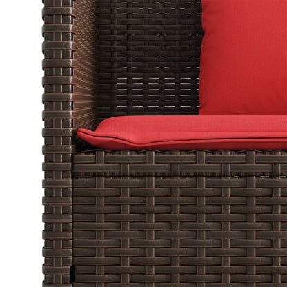 Patio Bench with Cushions Brown Poly Rattan