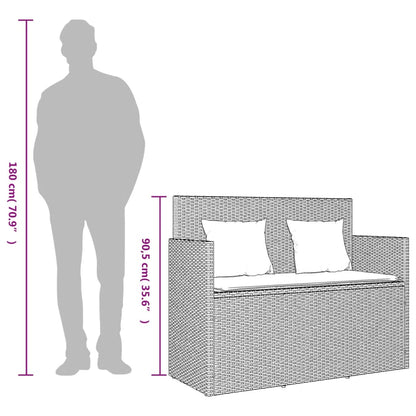 Patio Bench with Cushions Brown Poly Rattan
