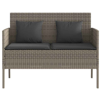 Patio Bench with Cushions Gray Poly Rattan