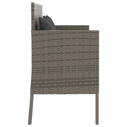 Patio Bench with Cushions Gray Poly Rattan