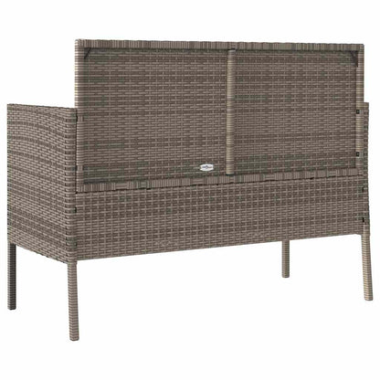 Patio Bench with Cushions Gray Poly Rattan