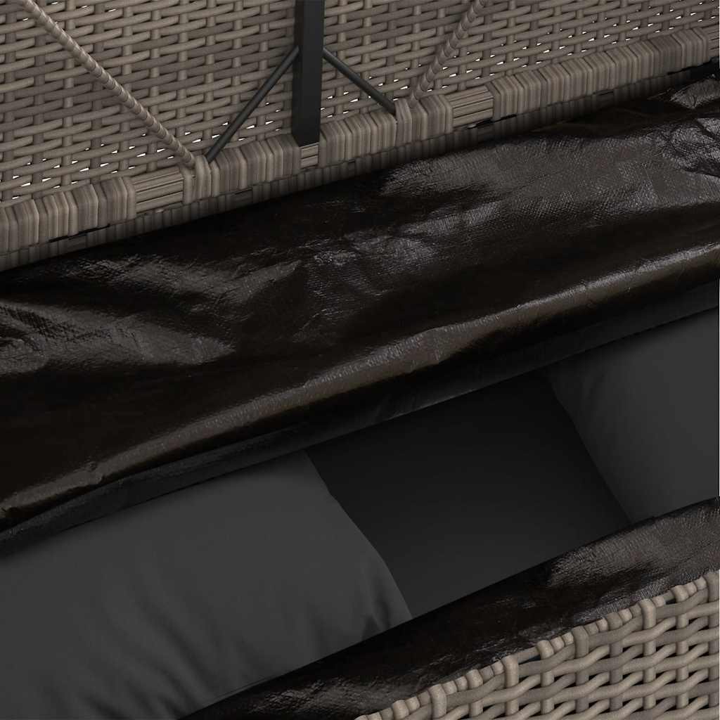 Patio Bench with Cushions Gray Poly Rattan