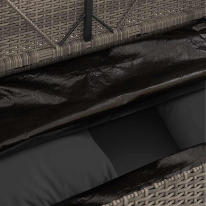 Patio Bench with Cushions Gray Poly Rattan