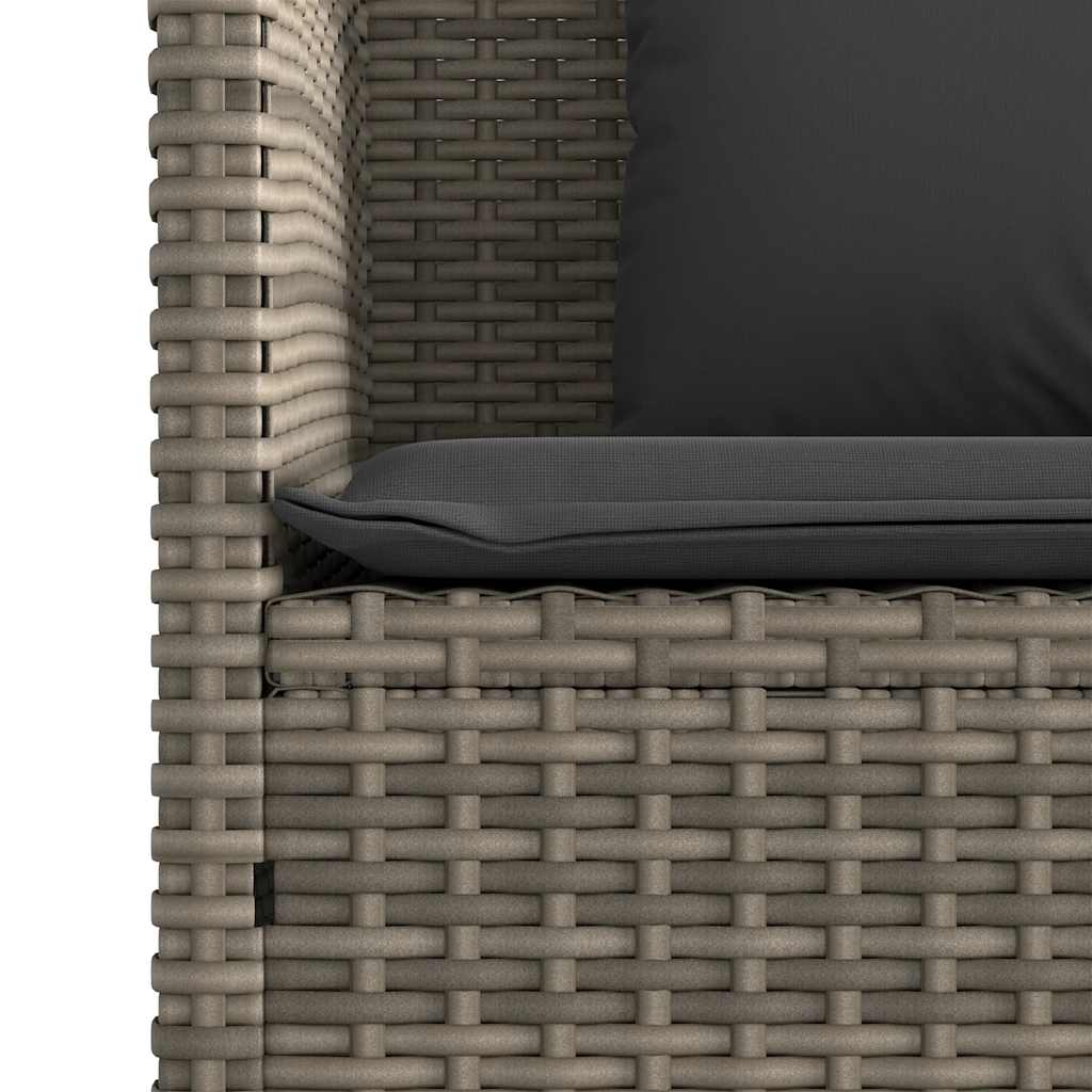 Patio Bench with Cushions Gray Poly Rattan