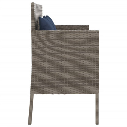 Patio Bench with Cushions Gray Poly Rattan