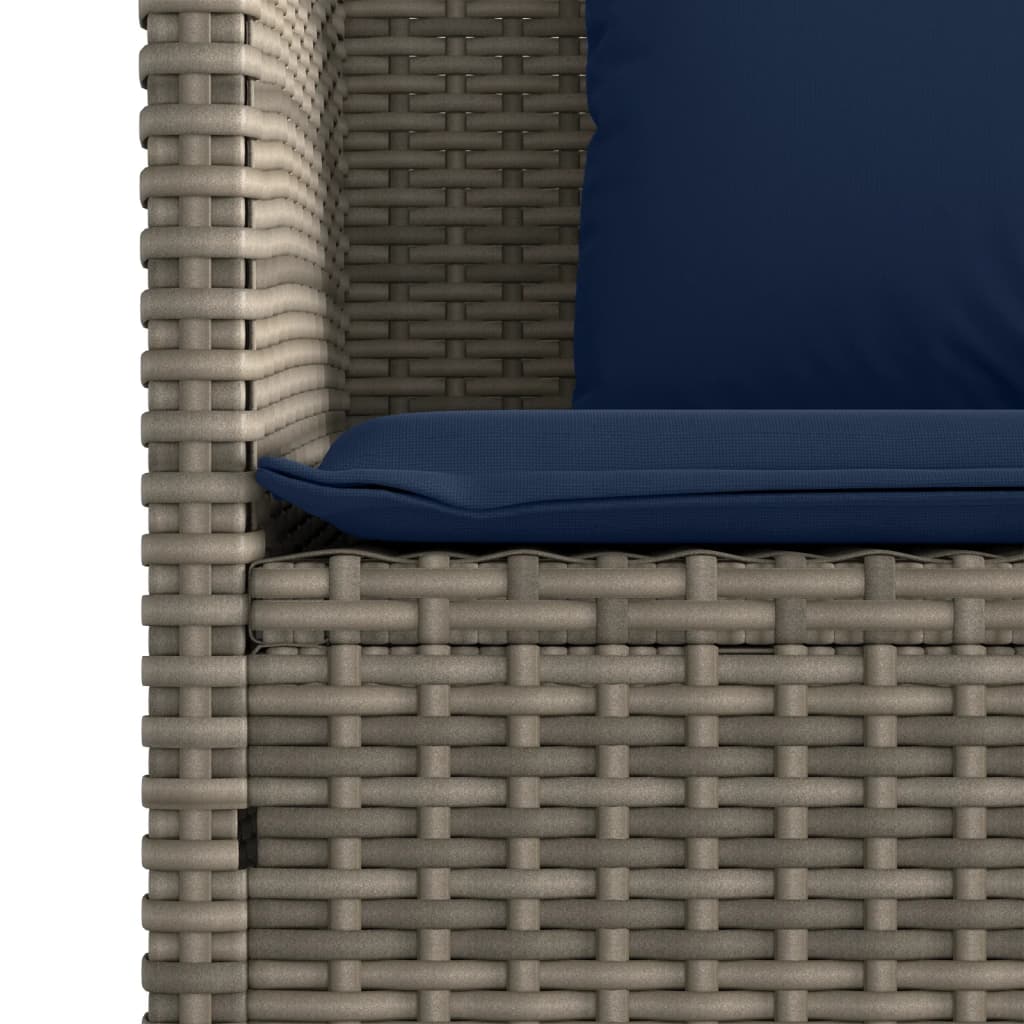 Patio Bench with Cushions Gray Poly Rattan