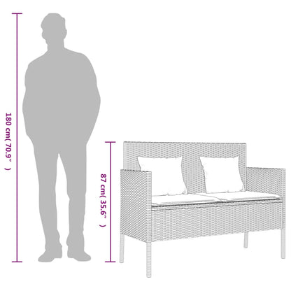 Patio Bench with Cushions Gray Poly Rattan