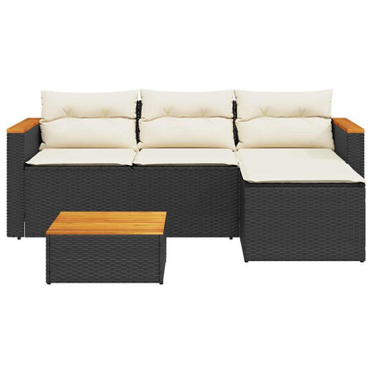 3 Piece Patio Sofa Set with Cushions Black Poly Rattan