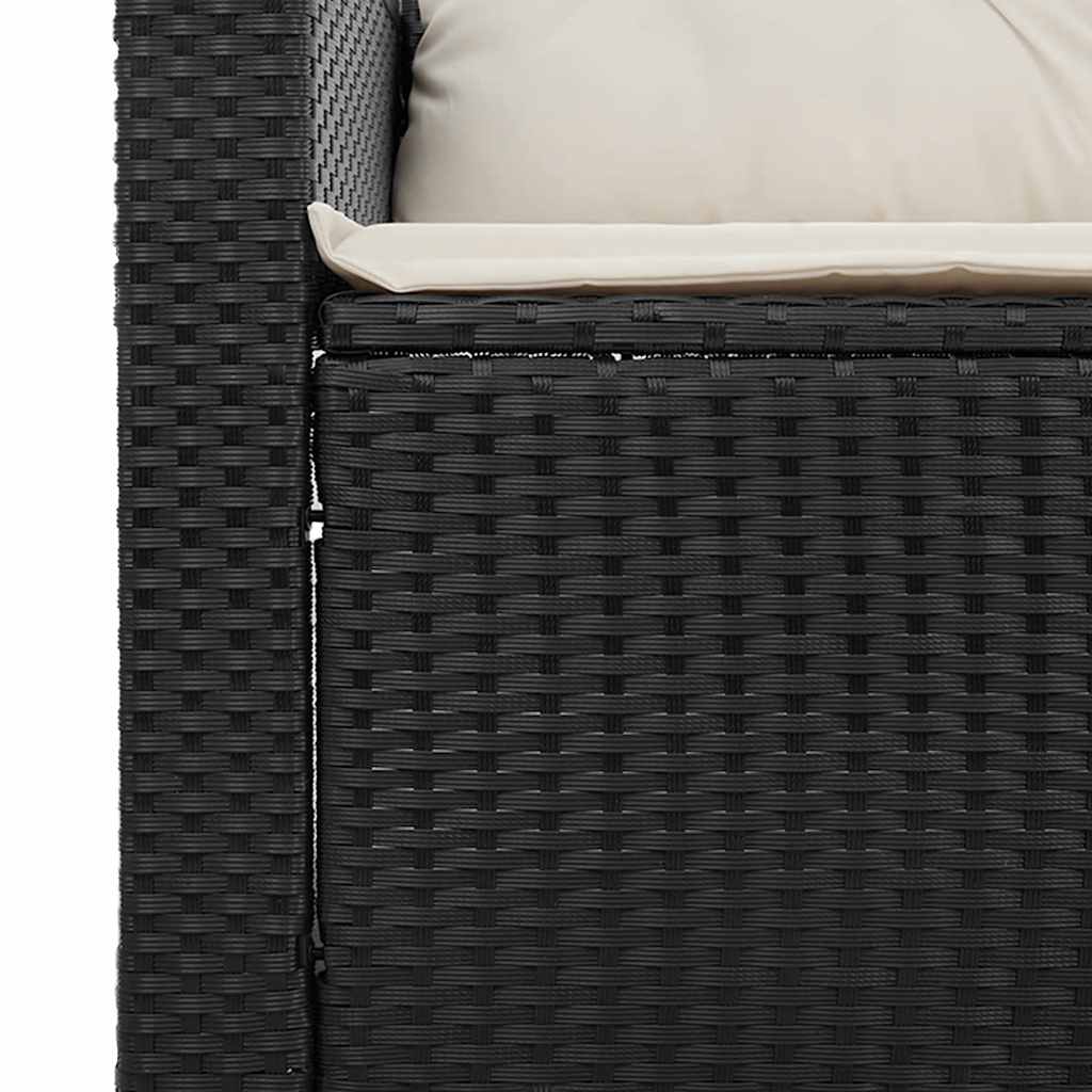 3 Piece Patio Sofa Set with Cushions Black Poly Rattan