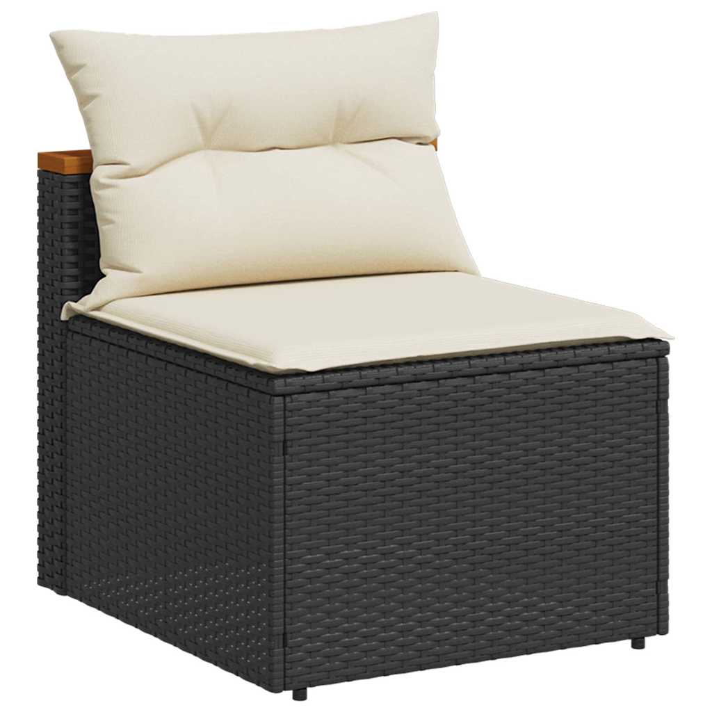 Patio Sofas Armless with Cushions 2 pcs Black Poly Rattan