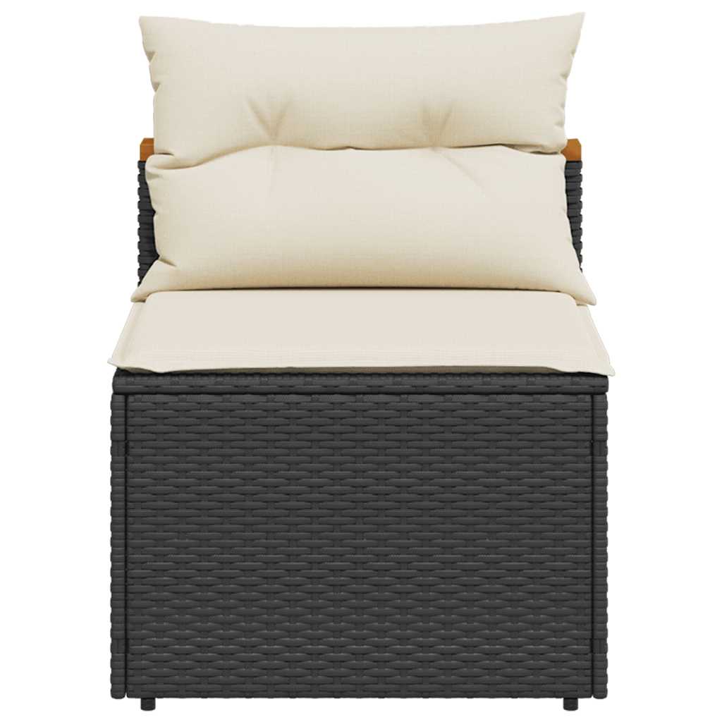 Patio Sofas Armless with Cushions 2 pcs Black Poly Rattan