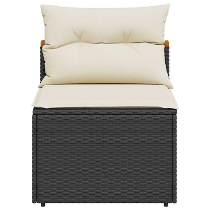Patio Sofas Armless with Cushions 2 pcs Black Poly Rattan