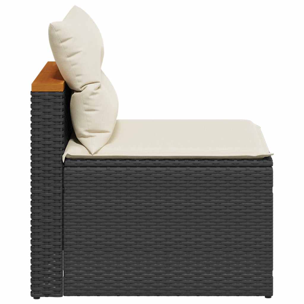 Patio Sofas Armless with Cushions 2 pcs Black Poly Rattan