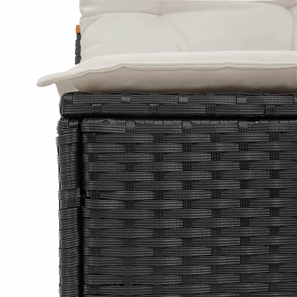 Patio Sofas Armless with Cushions 2 pcs Black Poly Rattan