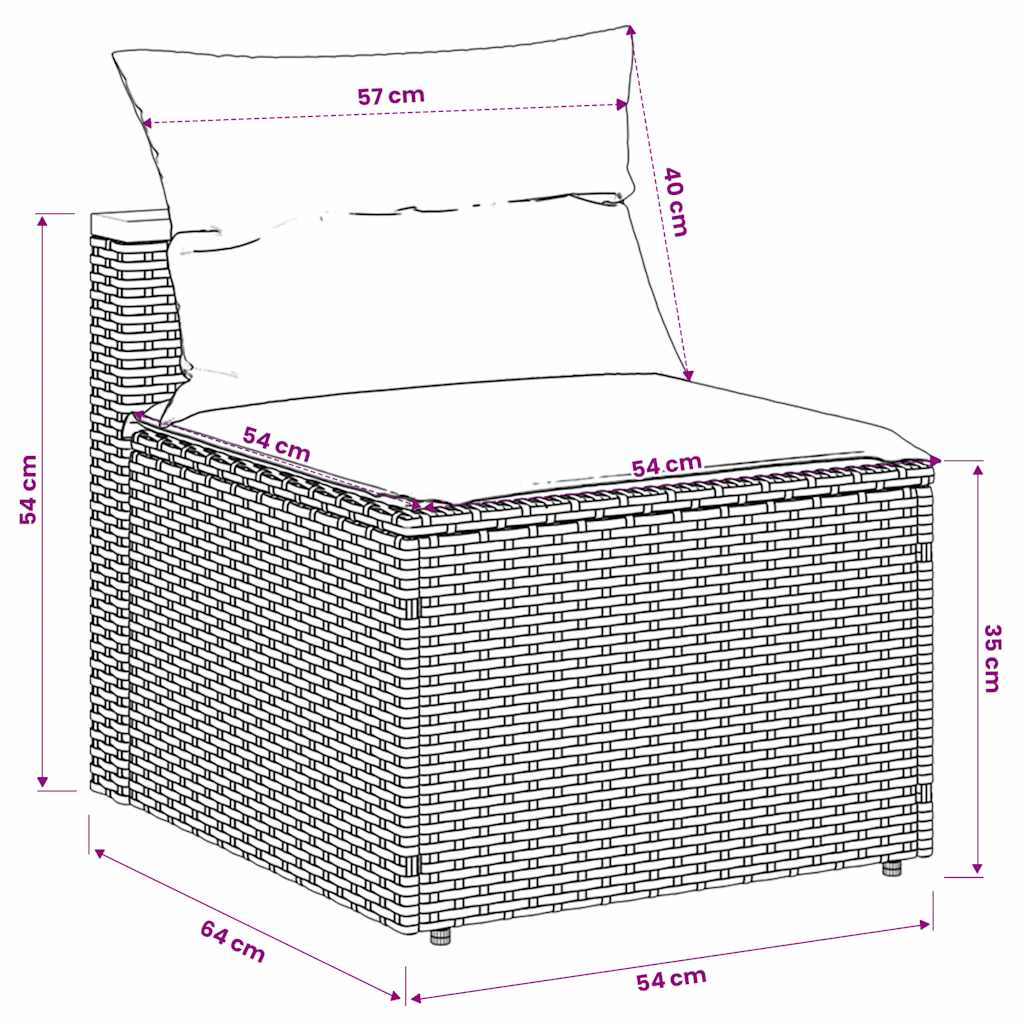 Patio Sofas Armless with Cushions 2 pcs Black Poly Rattan