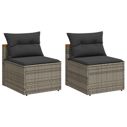 Patio Sofas Armless with Cushions 2 pcs Gray Poly Rattan