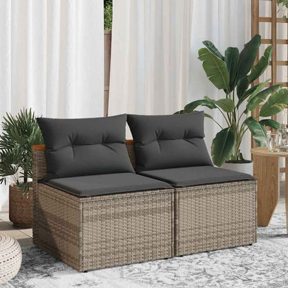 Patio Sofas Armless with Cushions 2 pcs Gray Poly Rattan