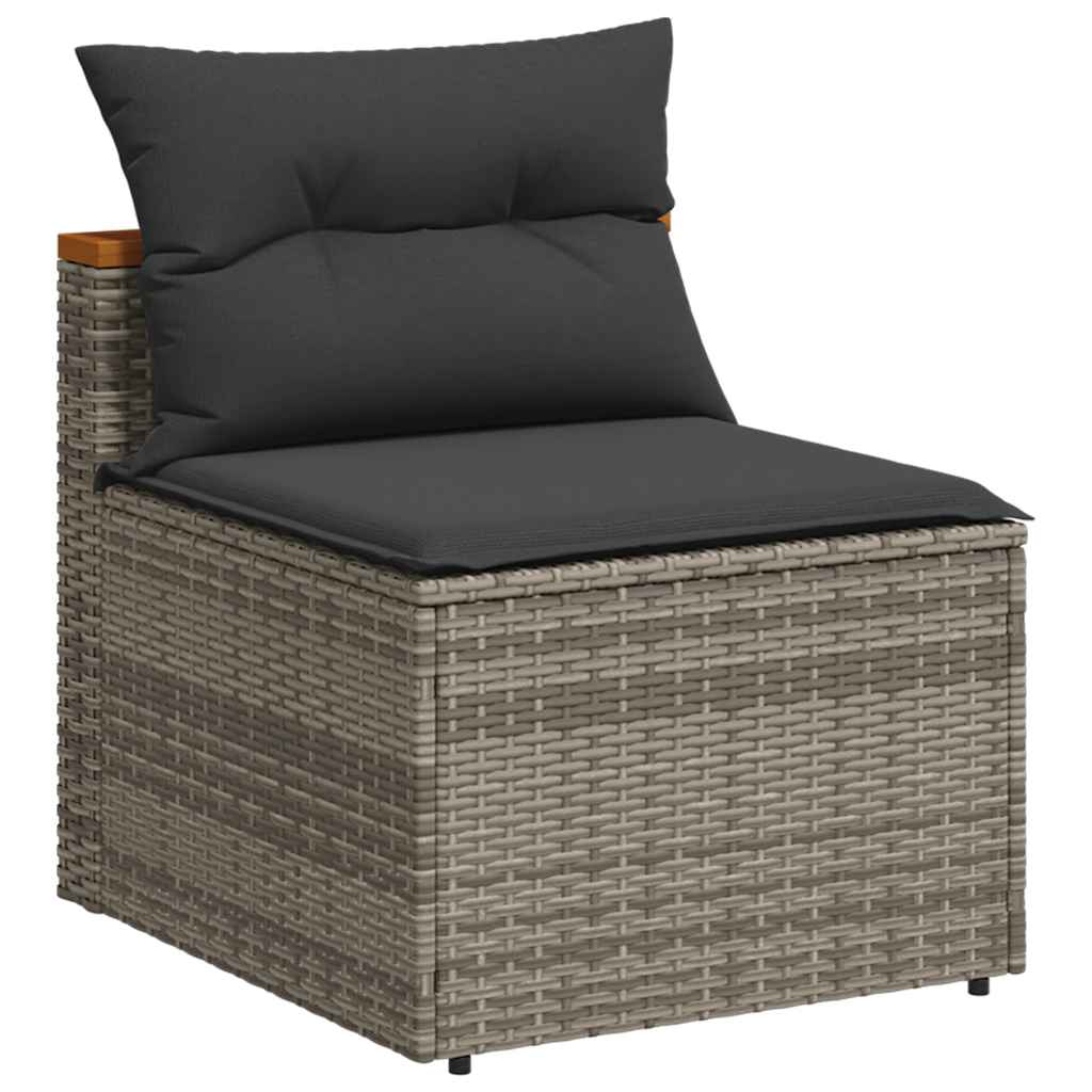 Patio Sofas Armless with Cushions 2 pcs Gray Poly Rattan