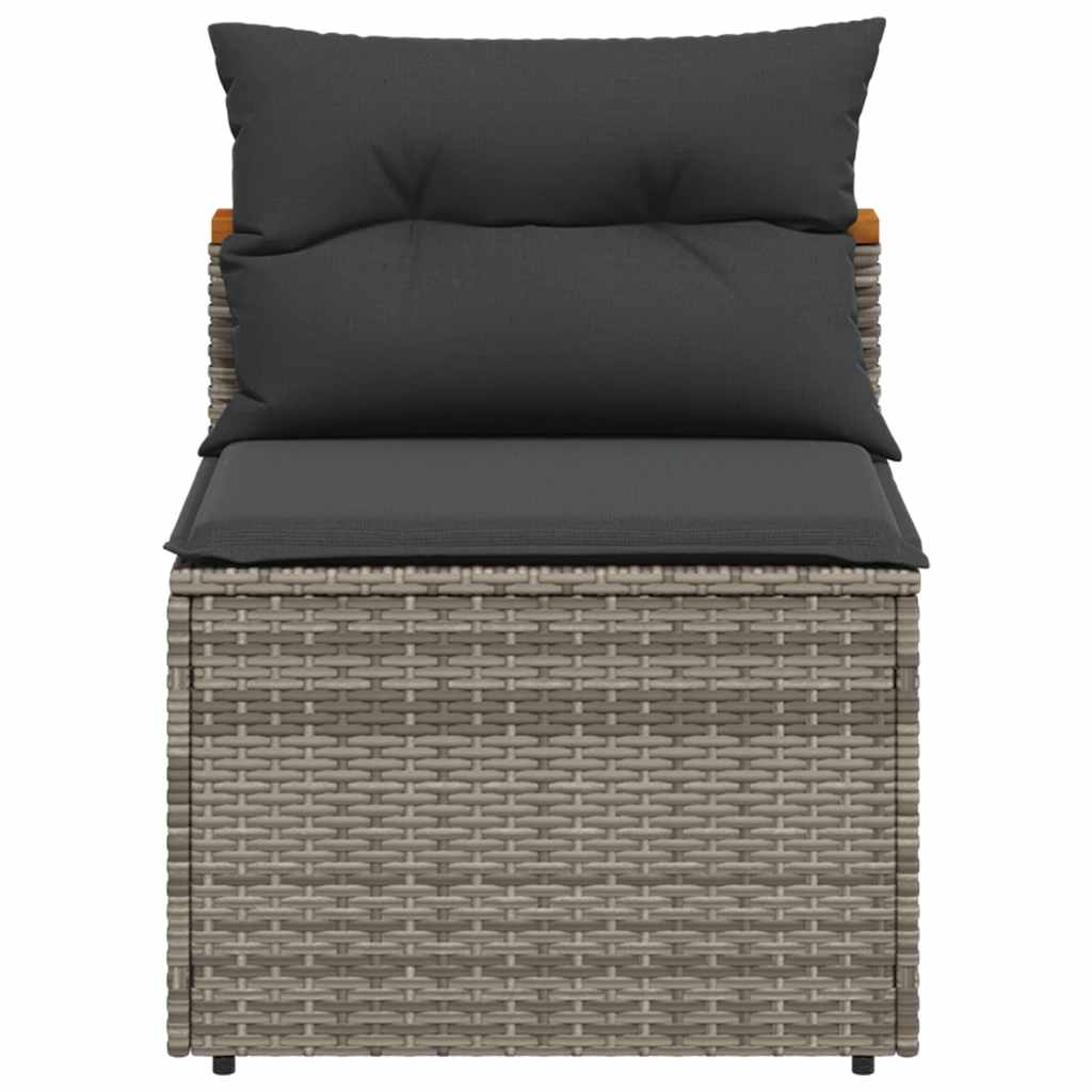 Patio Sofas Armless with Cushions 2 pcs Gray Poly Rattan