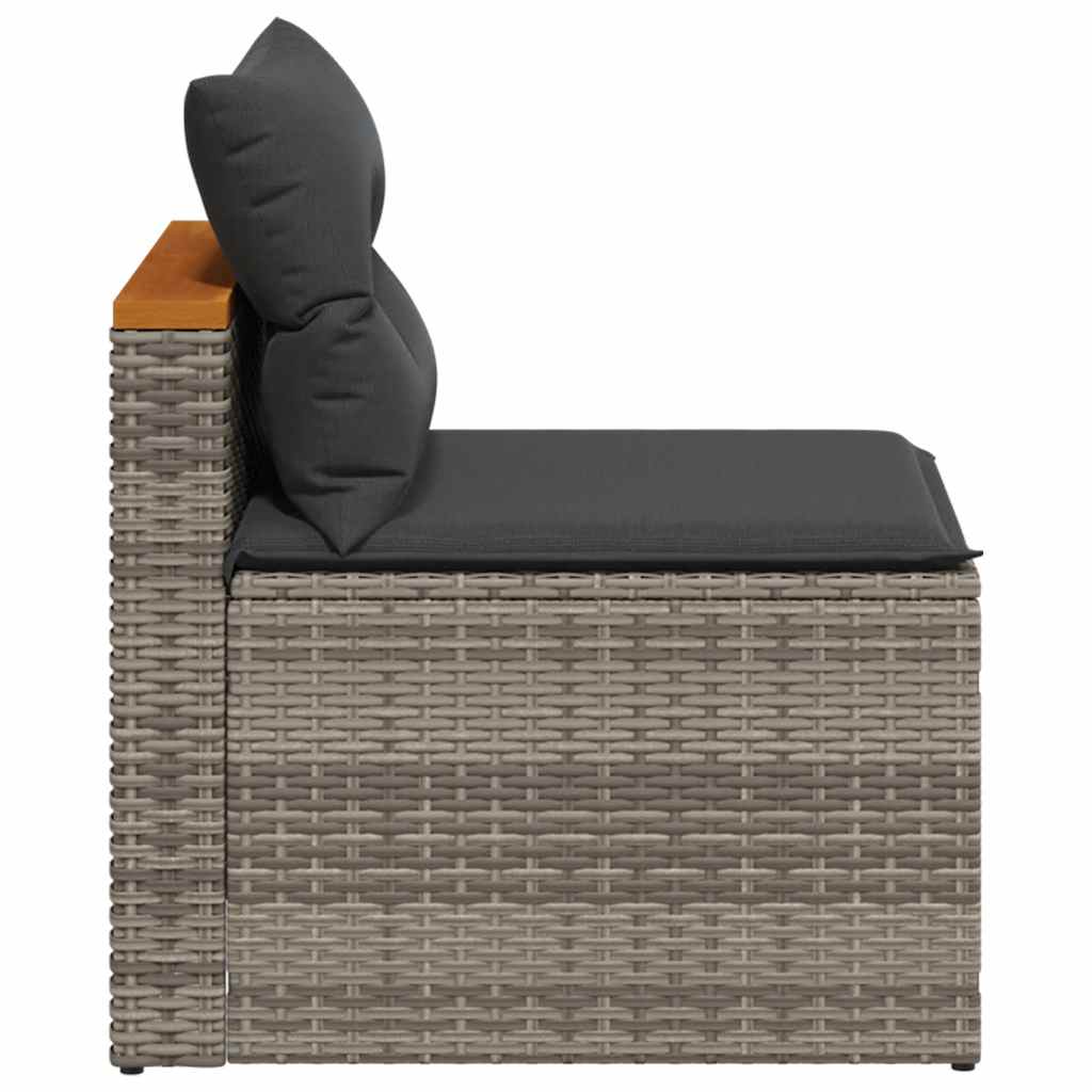 Patio Sofas Armless with Cushions 2 pcs Gray Poly Rattan