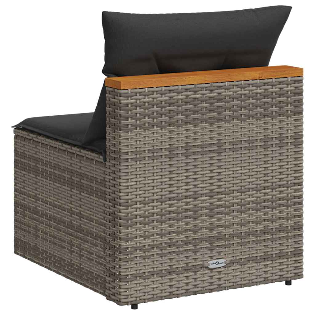 Patio Sofas Armless with Cushions 2 pcs Gray Poly Rattan