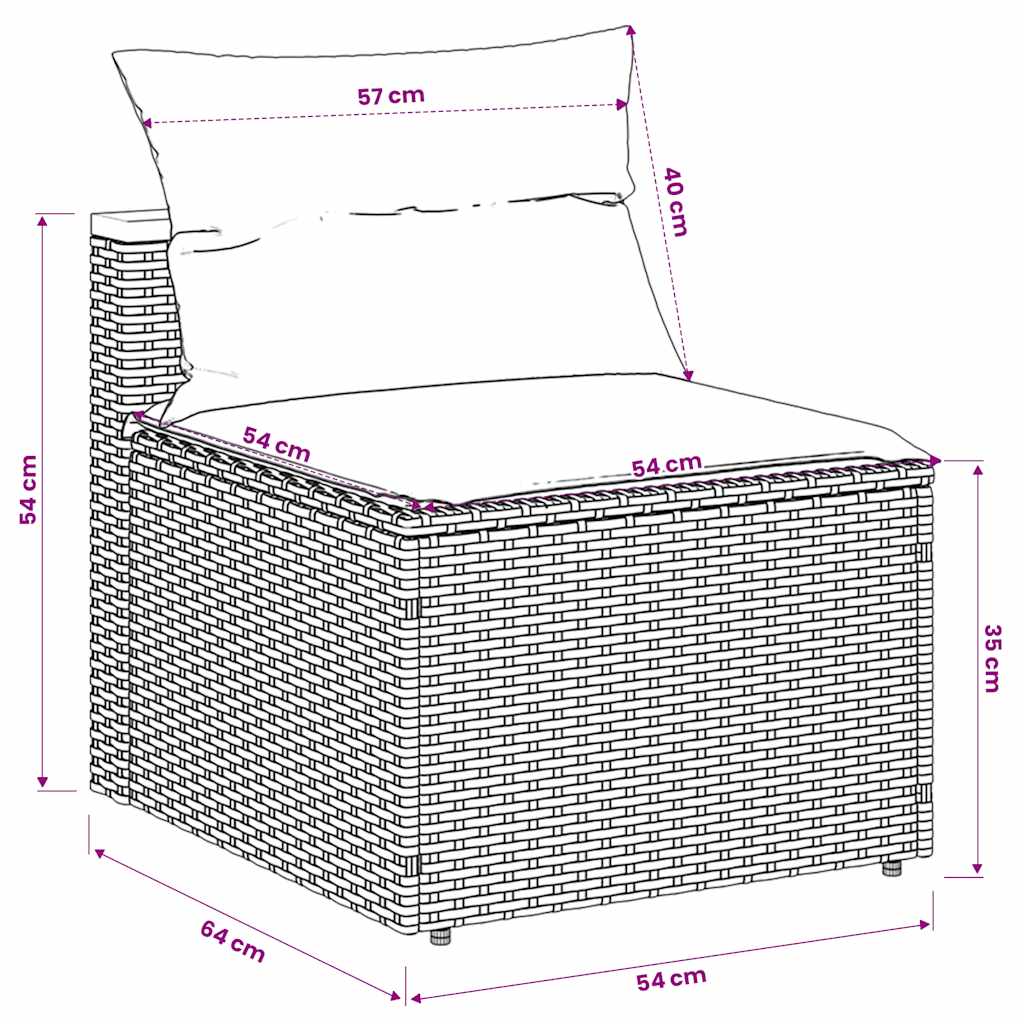 Patio Sofas Armless with Cushions 2 pcs Gray Poly Rattan