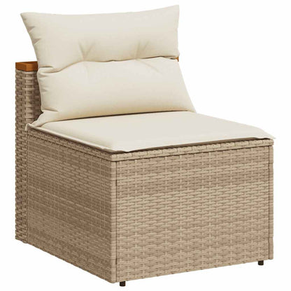 Patio Sofas Armless with Cushions 2 pcs Beige Poly Rattan