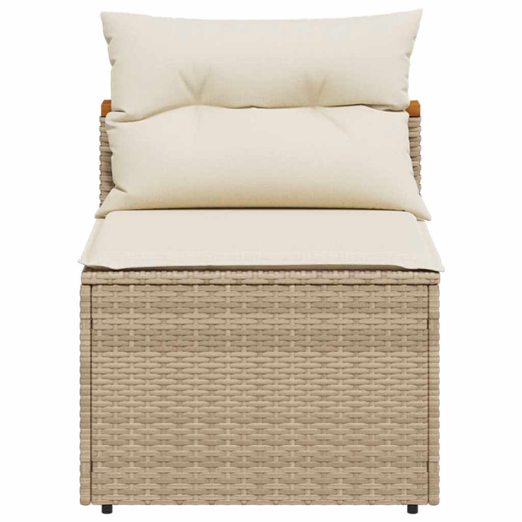 Patio Sofas Armless with Cushions 2 pcs Beige Poly Rattan