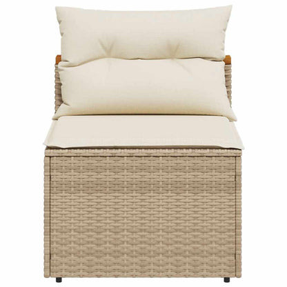 Patio Sofas Armless with Cushions 2 pcs Beige Poly Rattan