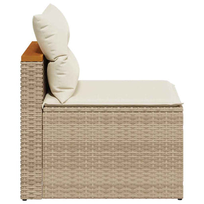 Patio Sofas Armless with Cushions 2 pcs Beige Poly Rattan