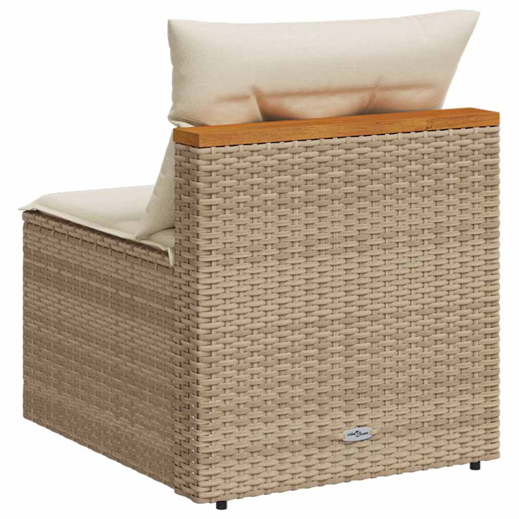 Patio Sofas Armless with Cushions 2 pcs Beige Poly Rattan