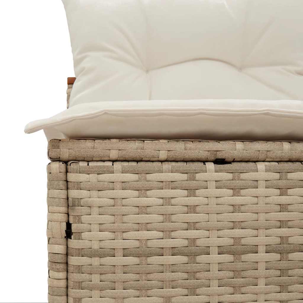 Patio Sofas Armless with Cushions 2 pcs Beige Poly Rattan