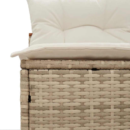 Patio Sofas Armless with Cushions 2 pcs Beige Poly Rattan