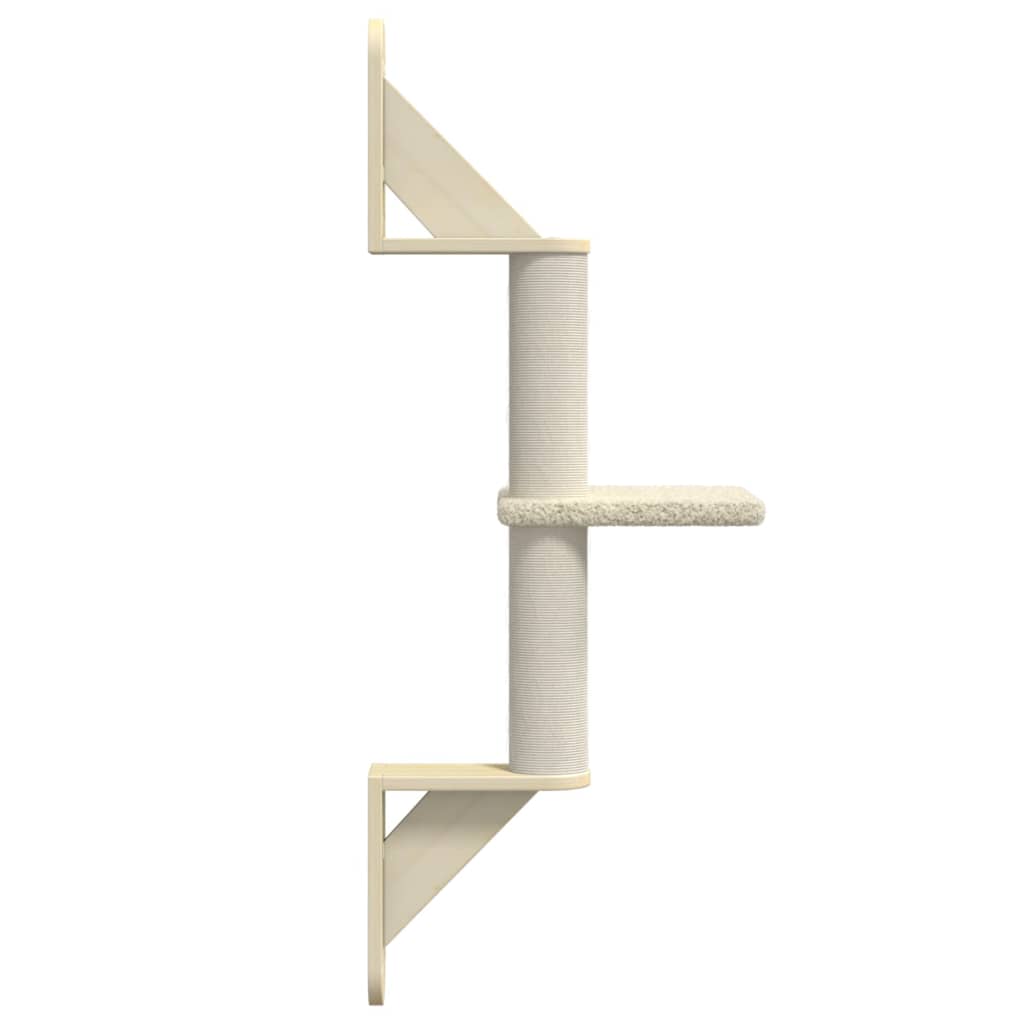 Wall-mounted Cat Tree with Scratching Post Cream 85.5 cm