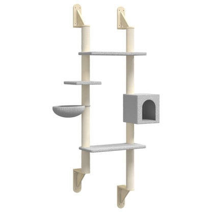 Wall-mounted Cat Tree with Scratching Post Light Grey 180 cm