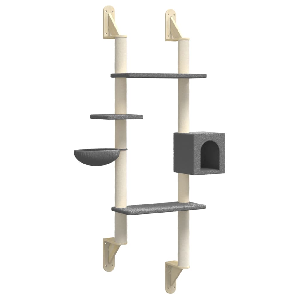 Wall-mounted Cat Tree with Scratching Post Dark Grey 180 cm