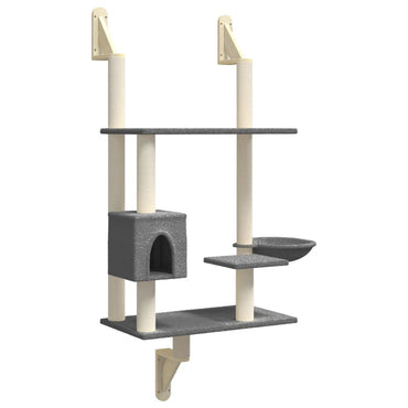 Wall-mounted Cat Tree with Scratching Post Dark Grey 153 cm