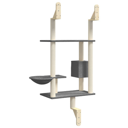 Wall-mounted Cat Tree with Scratching Post Dark Grey 153 cm