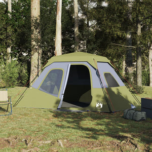 Family Tent 6-Person Green Quick Release Waterproof