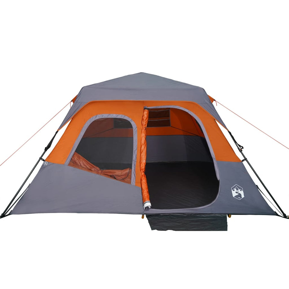 Family Tent 6-Person Grey and Orange Quick Release Waterproof