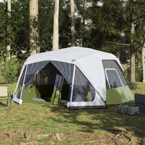 Family Tent with LED 10-Person Light Green Quick Release