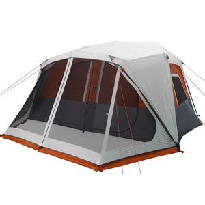 Family Tent with LED 10-Person Light Grey and Orange Quick Release