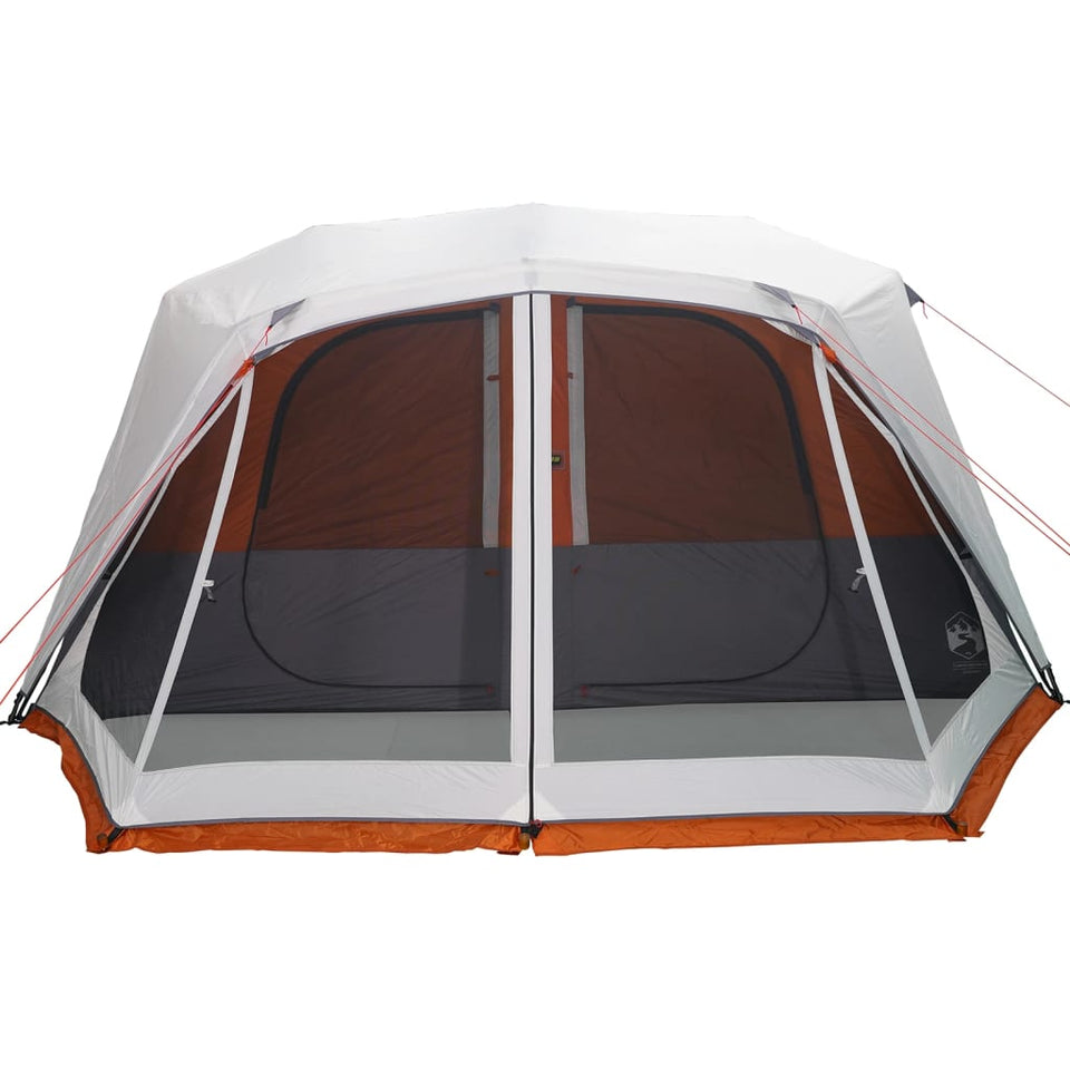 Family Tent with LED 10-Person Light Grey and Orange Quick Release