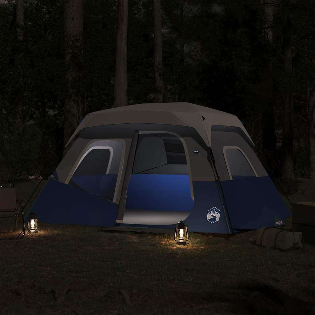 Family Tent with LED 6-Person Light Blue Quick Release