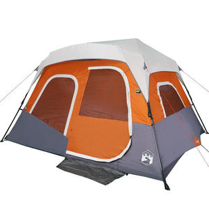 Family Tent with LED 6-Person Light Grey and Orange Quick Release