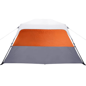 Family Tent with LED 6-Person Light Grey and Orange Quick Release