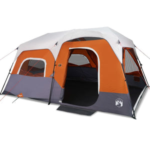 Family Tent with LED 9-Person Light Grey and Orange Quick Release