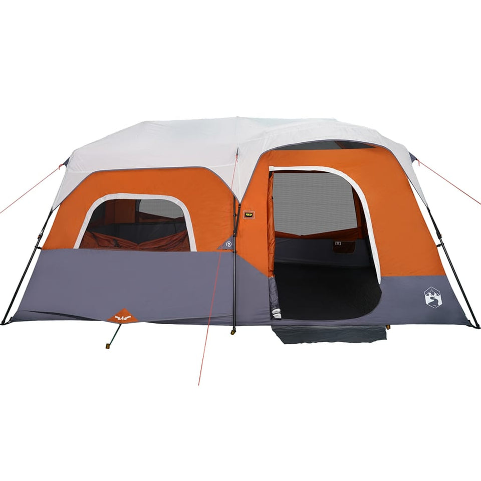 Family Tent with LED 9-Person Light Grey and Orange Quick Release