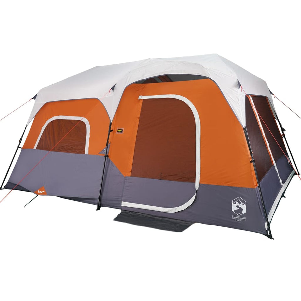 Family Tent with LED 9-Person Light Grey and Orange Quick Release